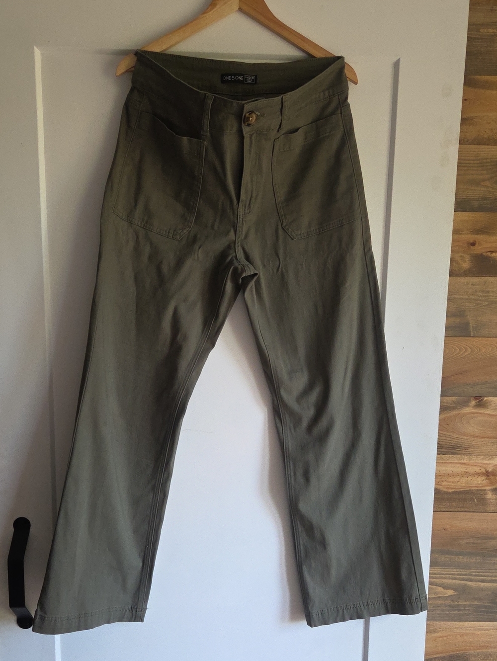 one 5 one Olive Green Wide-Leg Women's Pants
